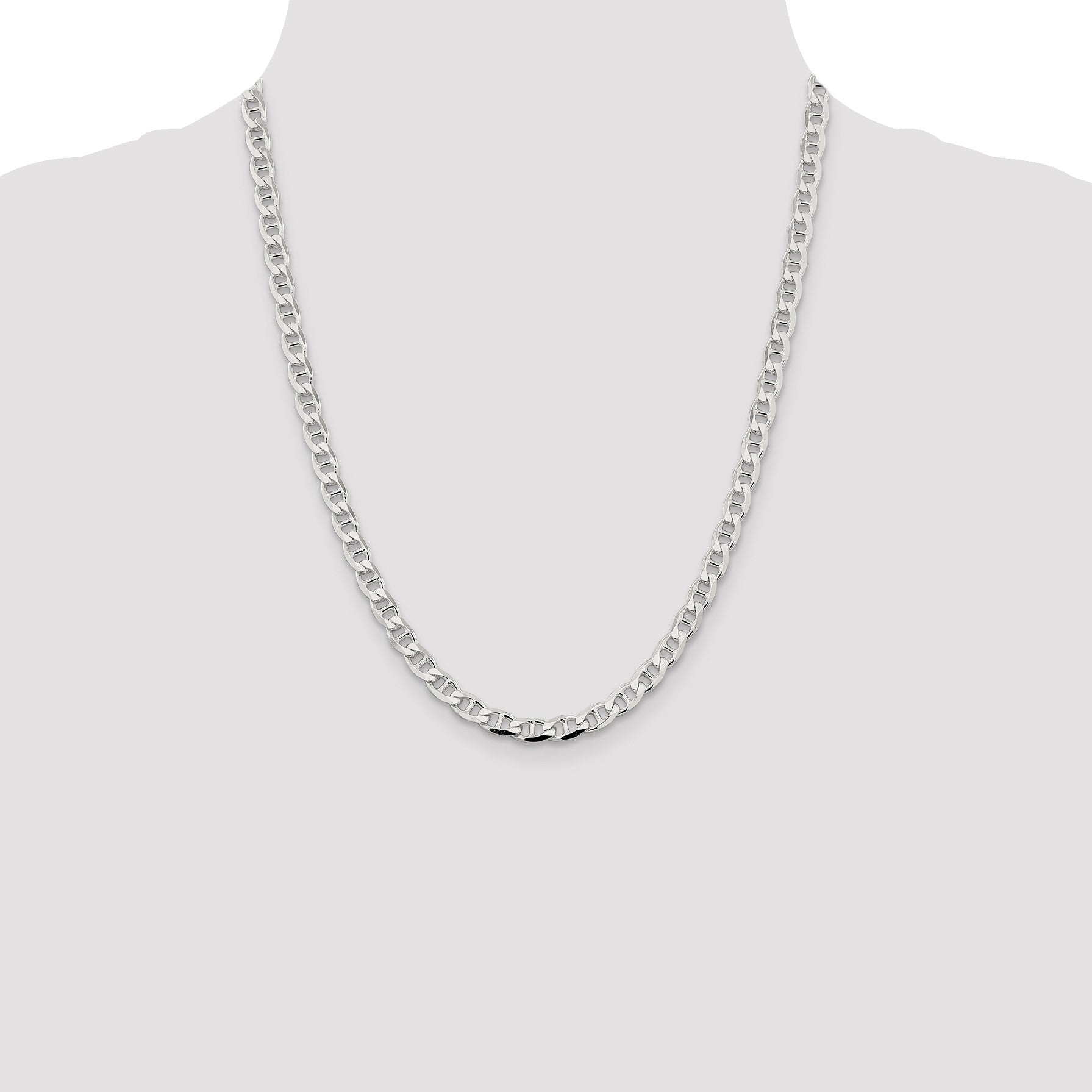 Sterling Silver 5.7mm D/C Flat Anchor Curb Chain