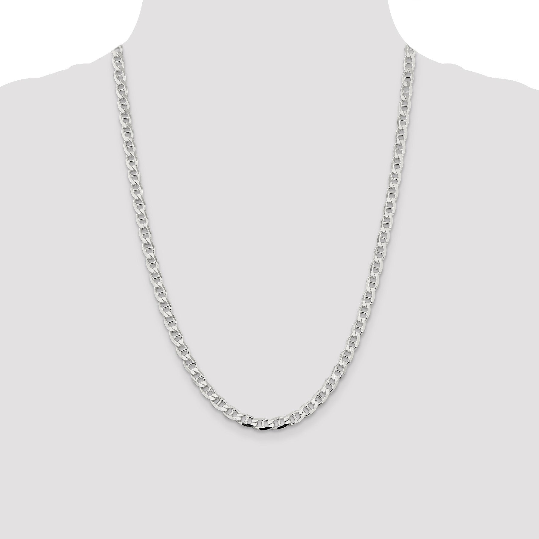 Sterling Silver 5.7mm D/C Flat Anchor Curb Chain