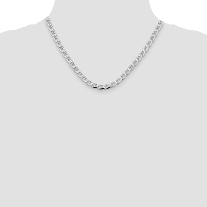 Sterling Silver Rhodium-plated 5.7mm D/C Flat Anchor Curb Chain