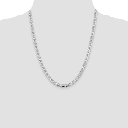 Sterling Silver Rhodium-plated 5.7mm D/C Flat Anchor Curb Chain
