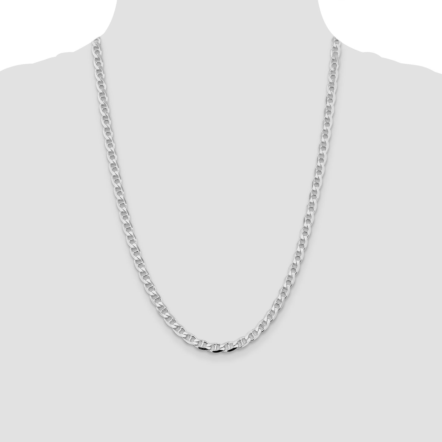Sterling Silver Rhodium-plated 5.7mm D/C Flat Anchor Curb Chain