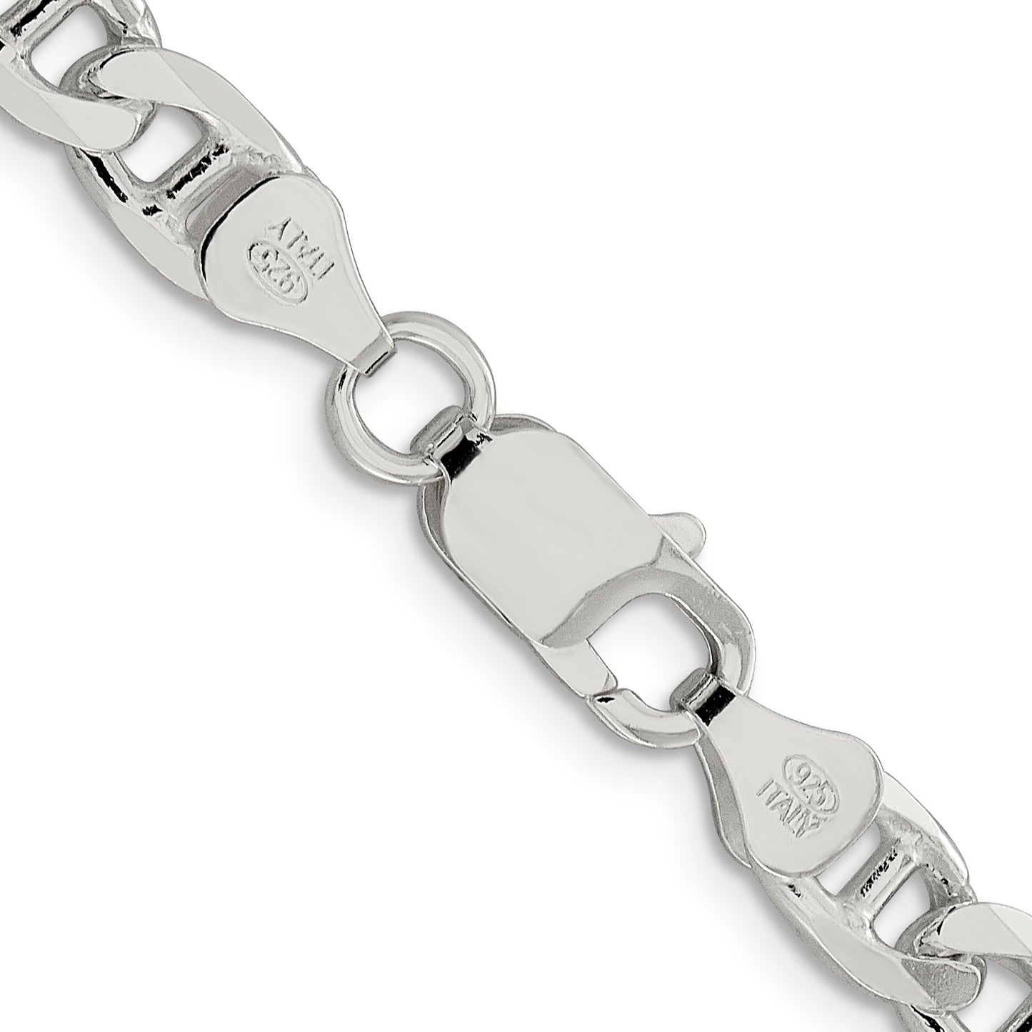 Sterling Silver 6.5mm D/C Flat Anchor Curb Chain