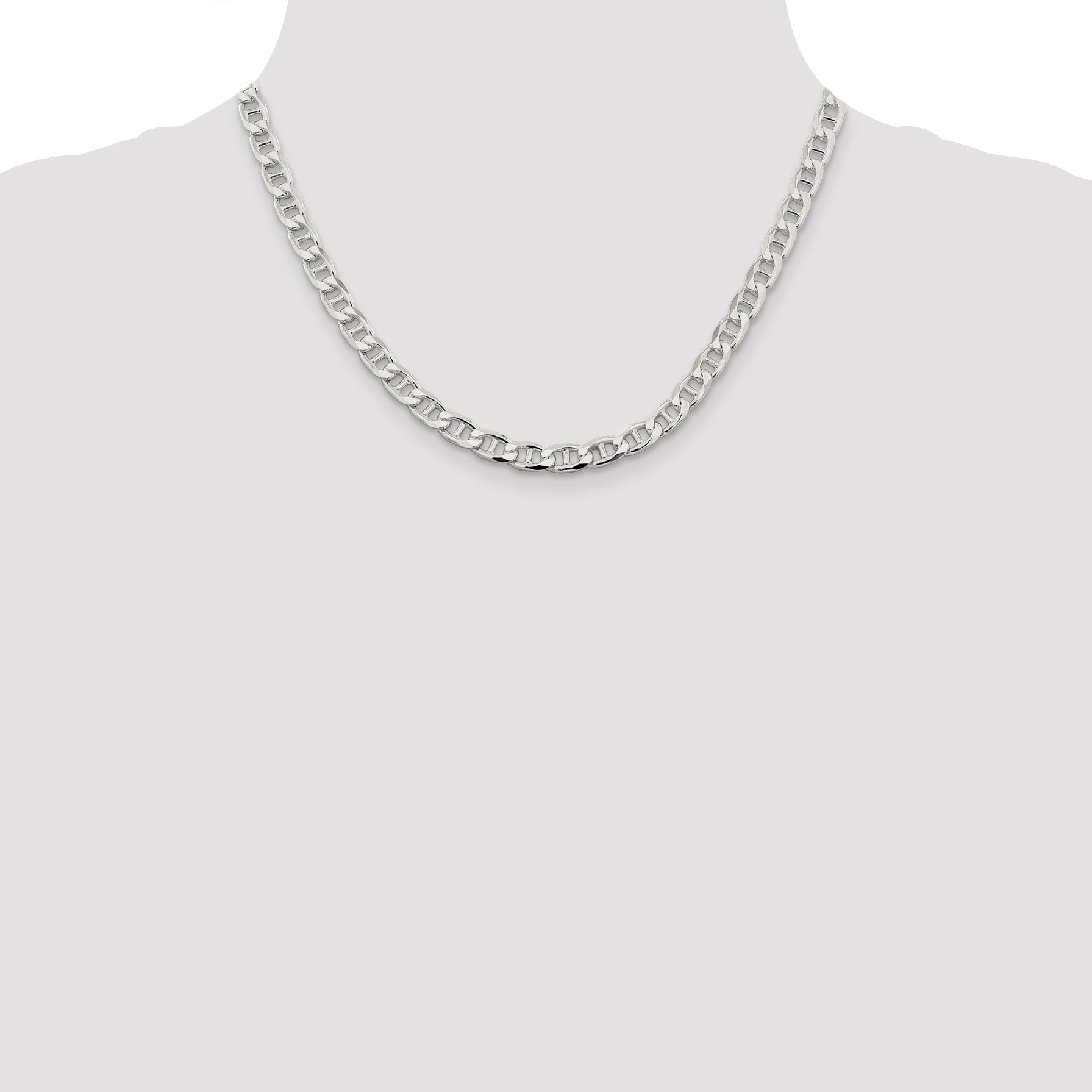 Sterling Silver 6.5mm D/C Flat Anchor Curb Chain
