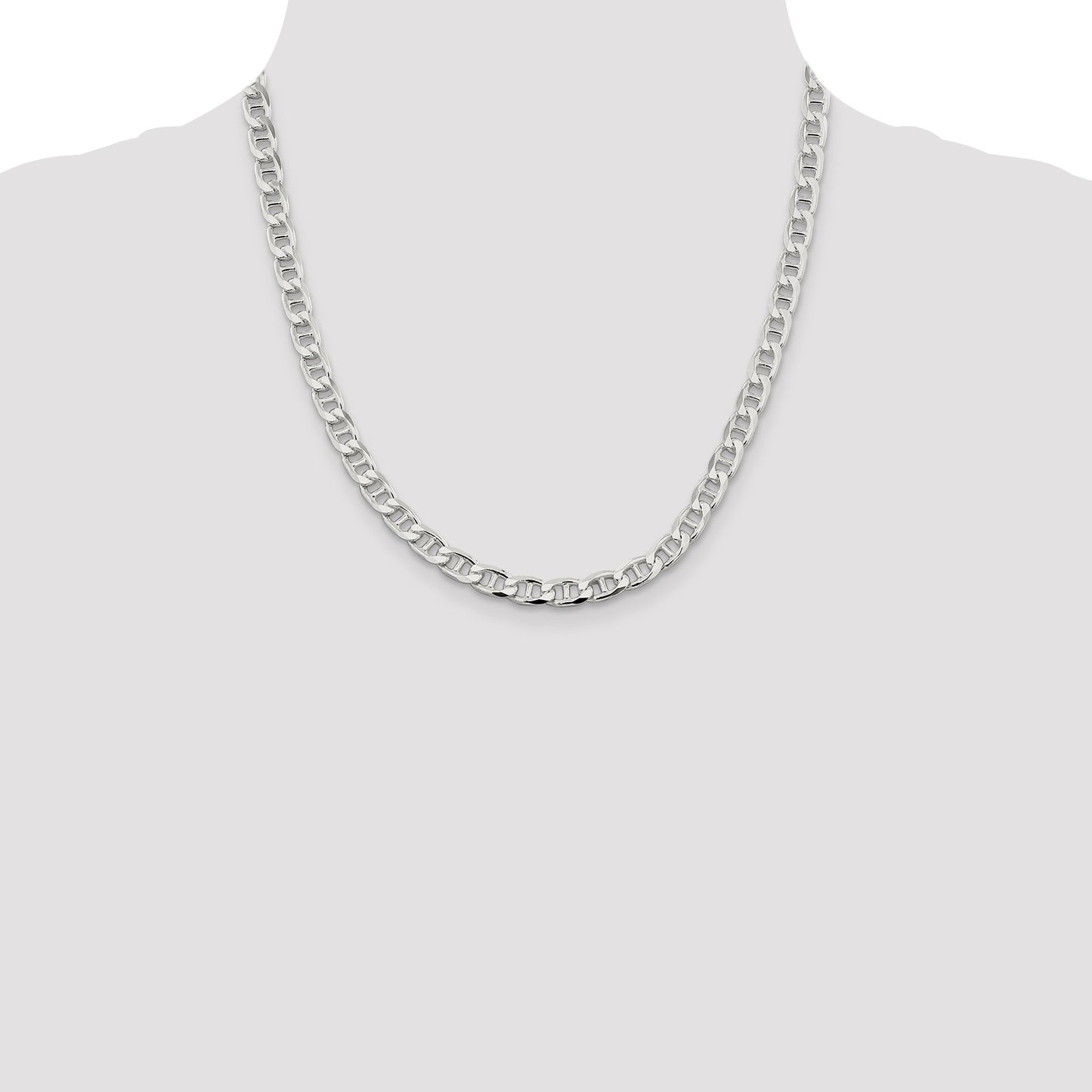 Sterling Silver 6.5mm D/C Flat Anchor Curb Chain