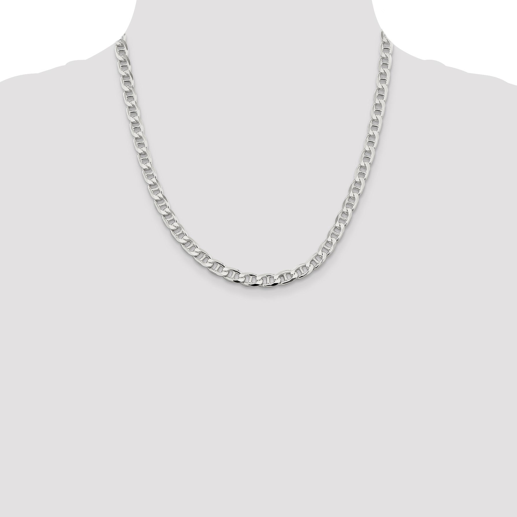 Sterling Silver 6.5mm D/C Flat Anchor Curb Chain