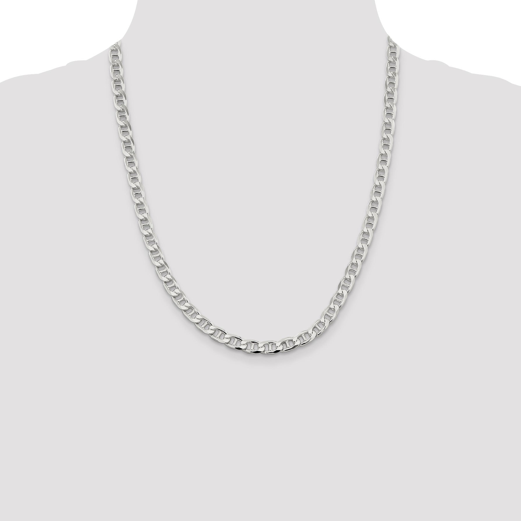 Sterling Silver 6.5mm D/C Flat Anchor Curb Chain