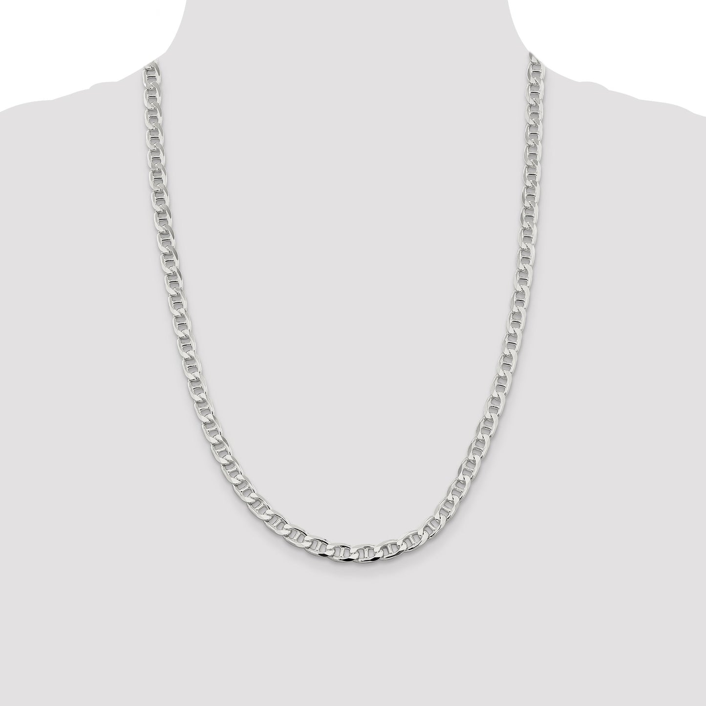 Sterling Silver 6.5mm D/C Flat Anchor Curb Chain