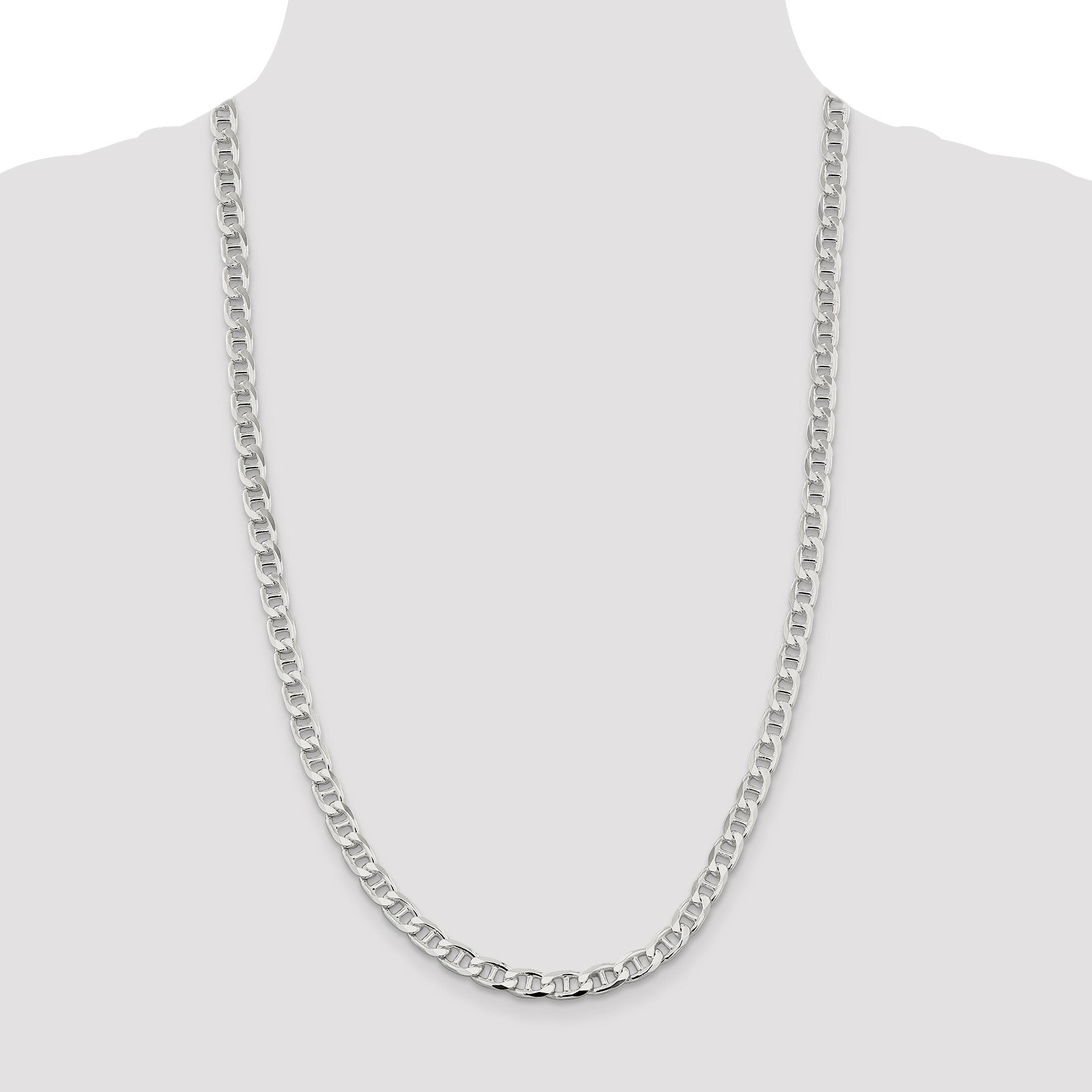 Sterling Silver 6.5mm D/C Flat Anchor Curb Chain