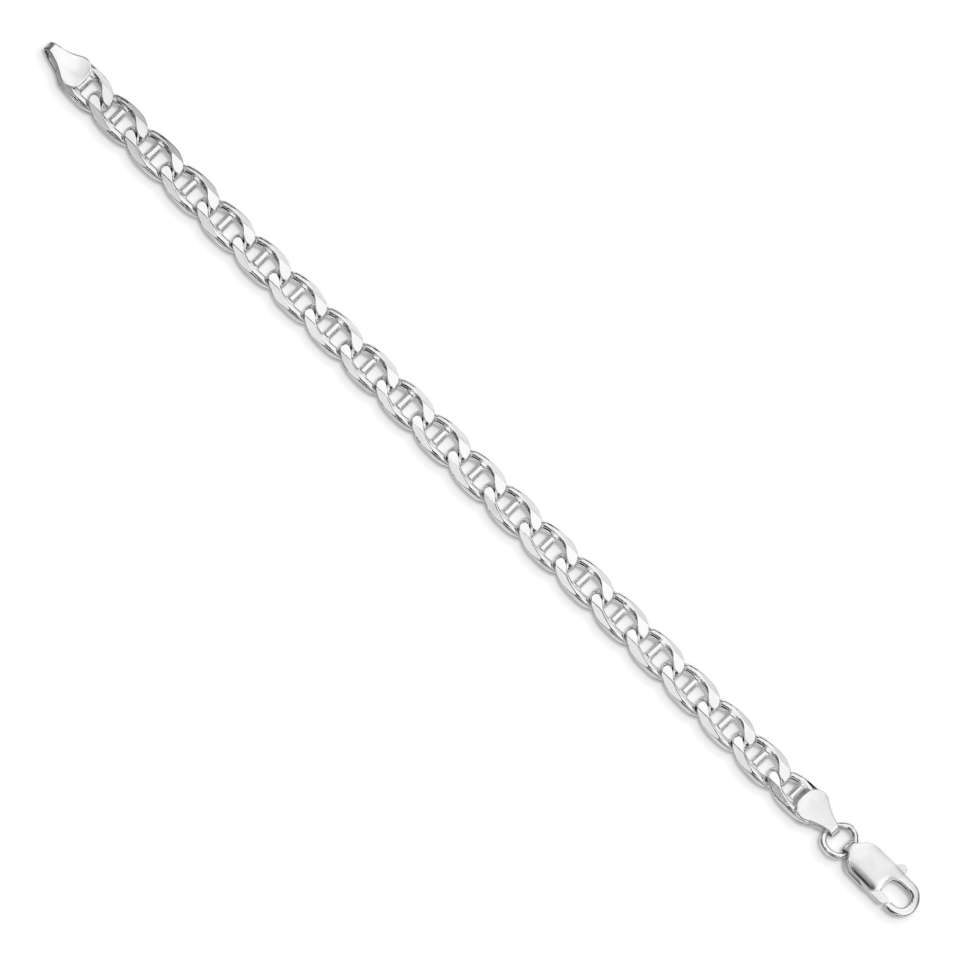 Sterling Silver Rhodium-plated 6.5mm D/C Flat Anchor Curb Chain
