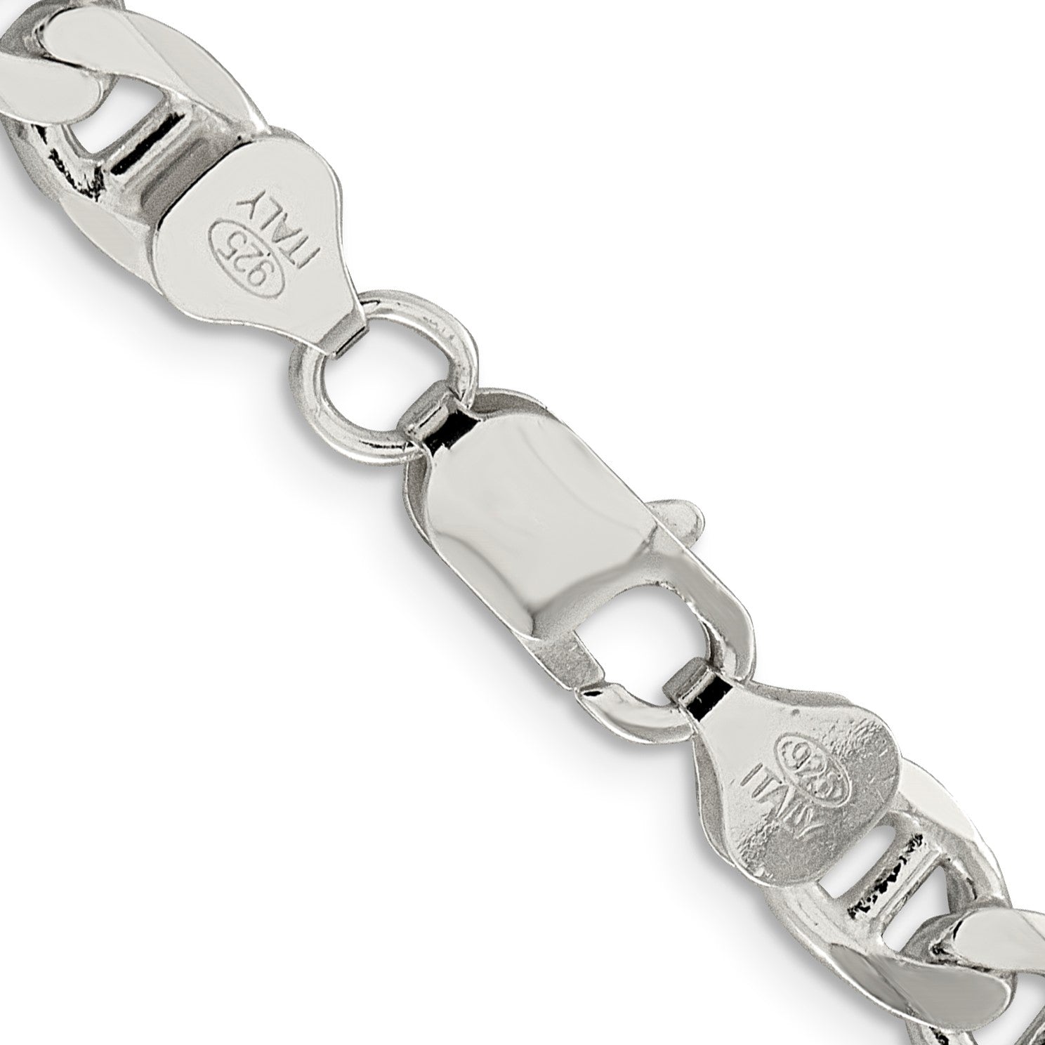 Sterling Silver 7.4mm D/C Flat Anchor Curb Chain