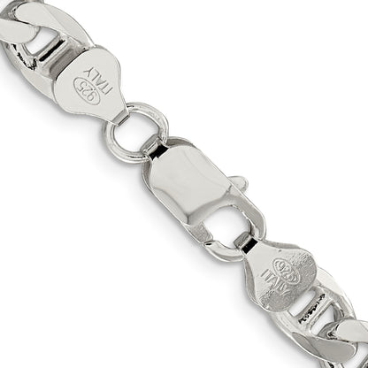 Sterling Silver 7.4mm D/C Flat Anchor Curb Chain