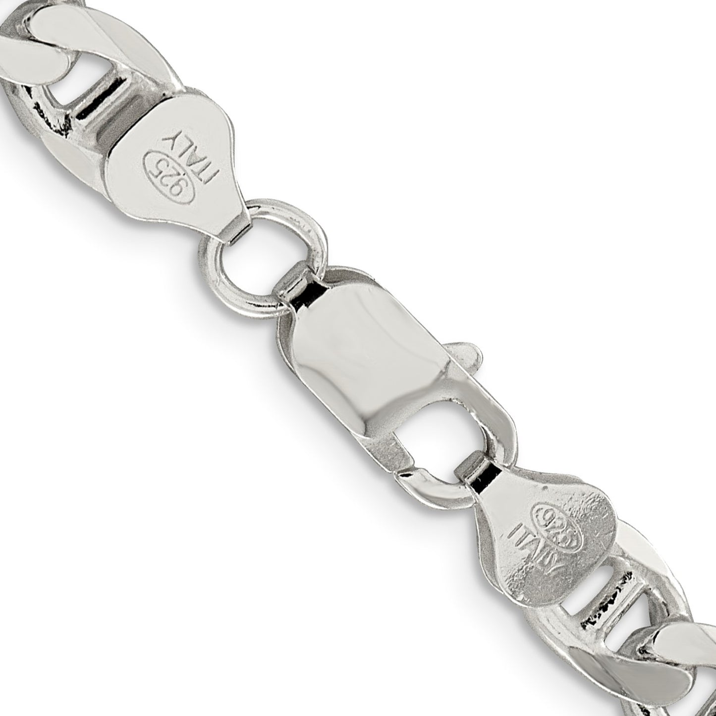 Sterling Silver 7.4mm D/C Flat Anchor Curb Chain