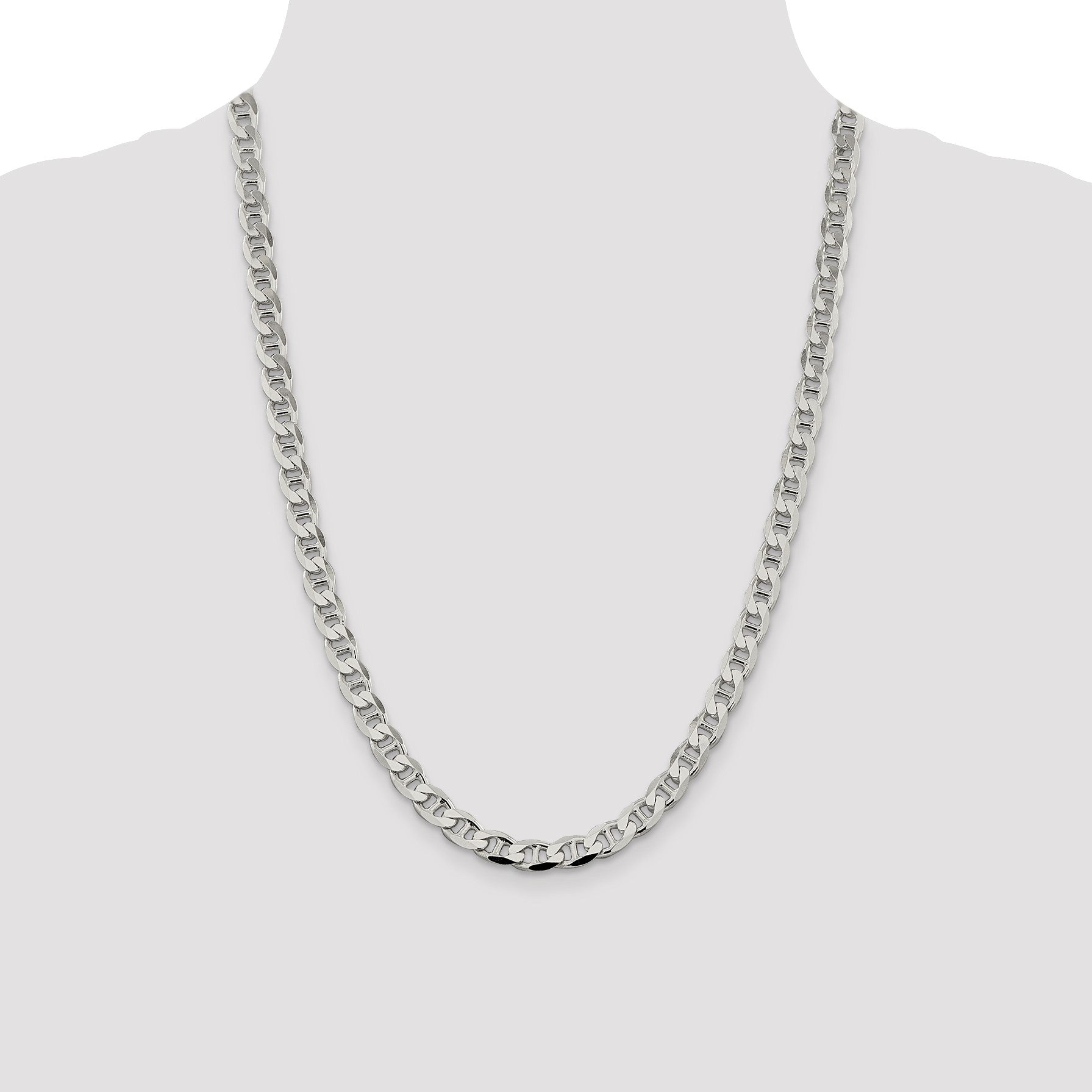 Sterling Silver 7.4mm D/C Flat Anchor Curb Chain