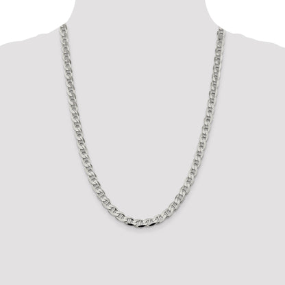 Sterling Silver 7.4mm D/C Flat Anchor Curb Chain