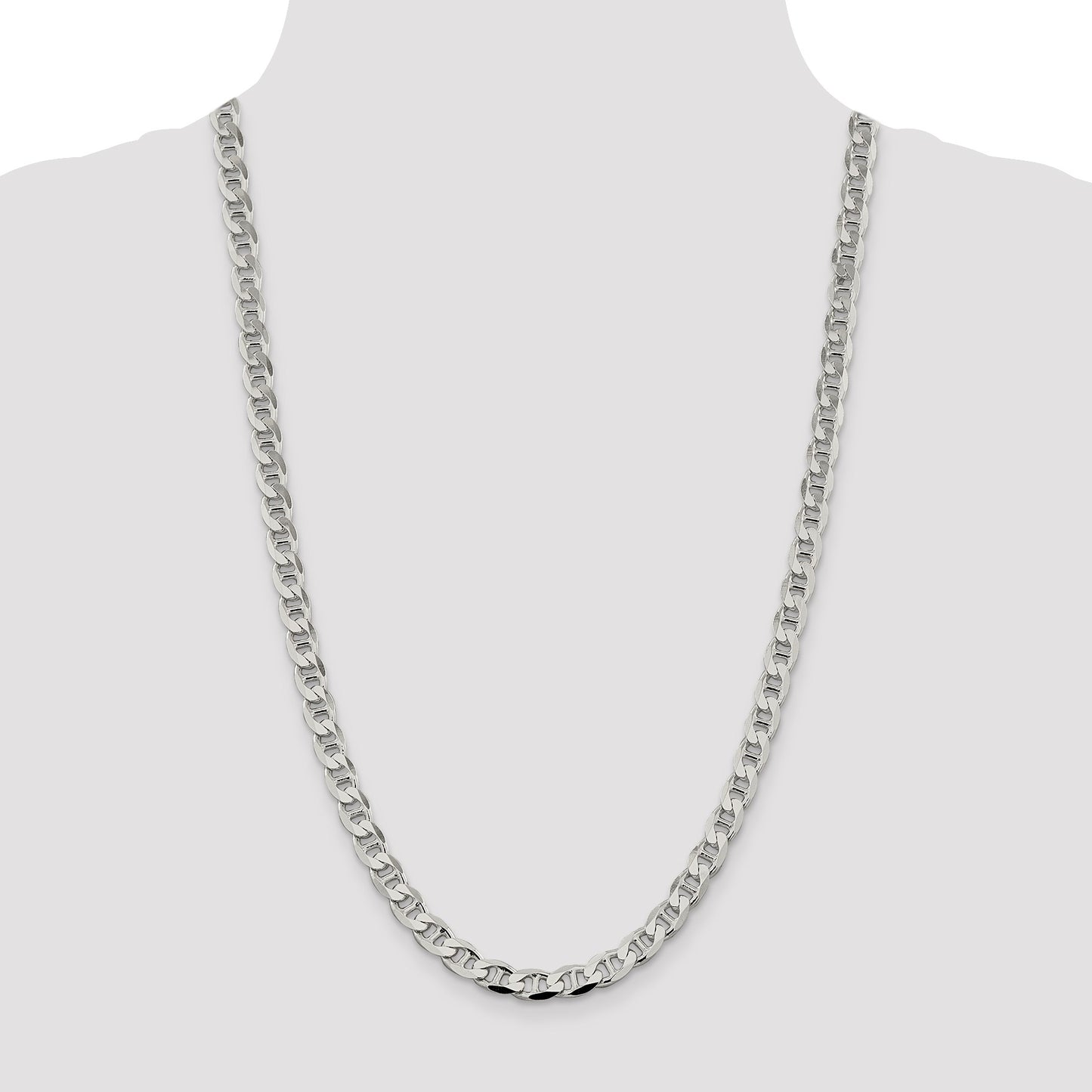 Sterling Silver 7.4mm D/C Flat Anchor Curb Chain