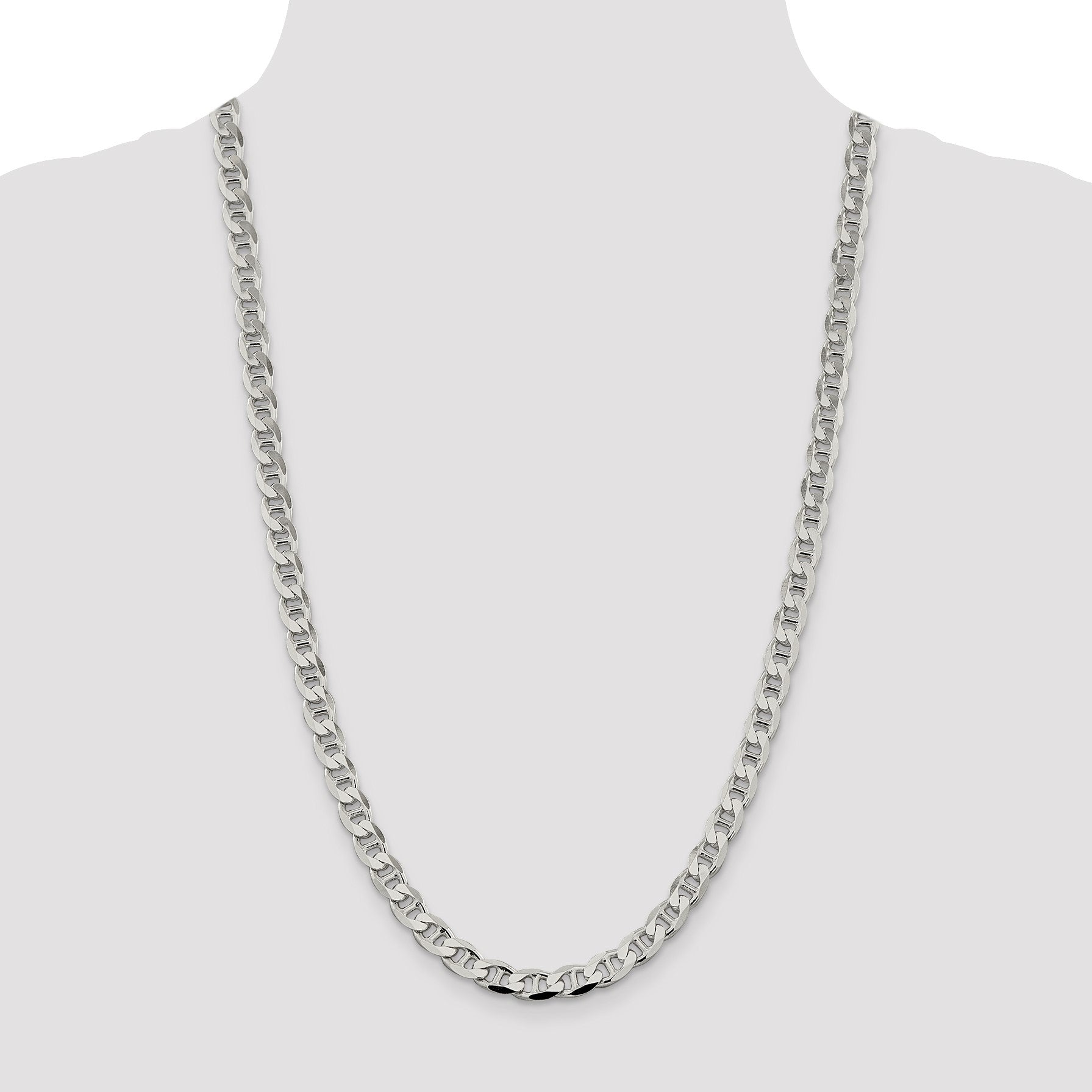 Sterling Silver 7.4mm D/C Flat Anchor Curb Chain
