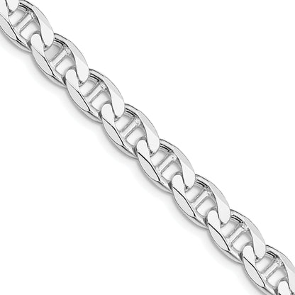 Sterling Silver Rhodium-plated 7.4mm D/C Flat Anchor Curb Chain