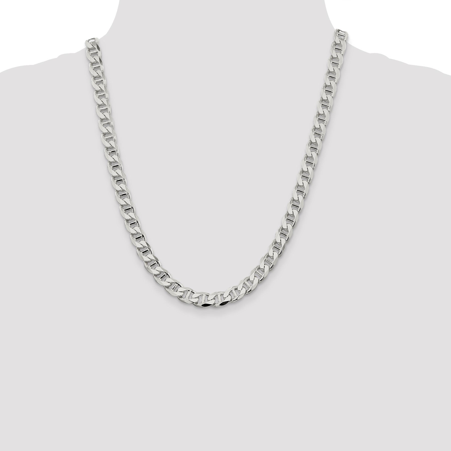 Sterling Silver 8.25mm D/C Flat Anchor Curb Chain