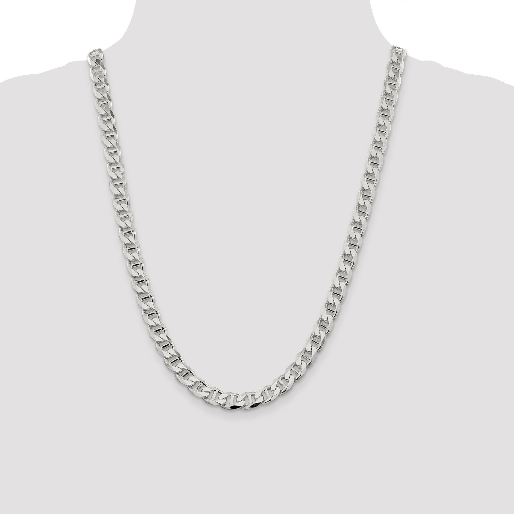 Sterling Silver 8.25mm D/C Flat Anchor Curb Chain