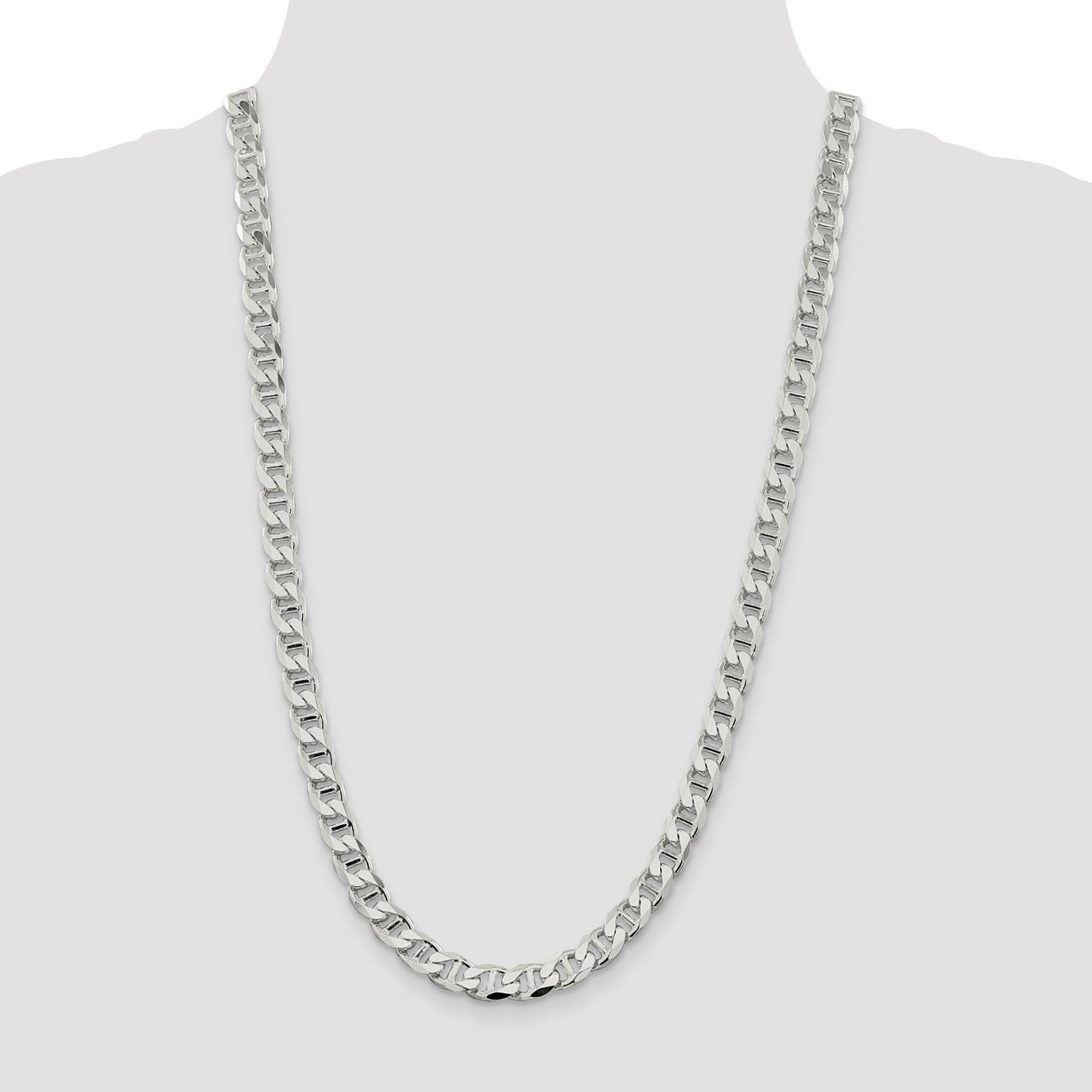 Sterling Silver 8.25mm D/C Flat Anchor Curb Chain