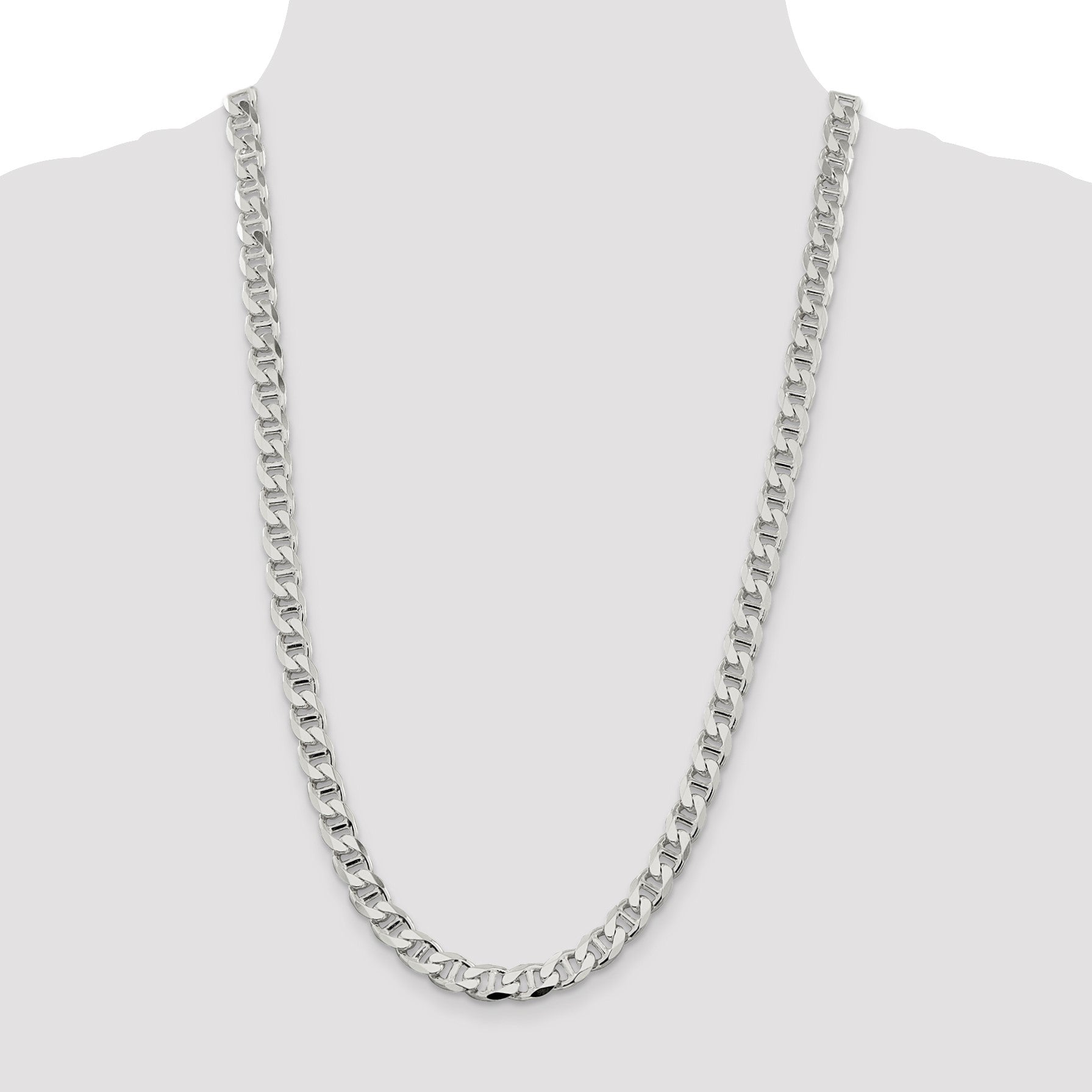 Sterling Silver 8.25mm D/C Flat Anchor Curb Chain