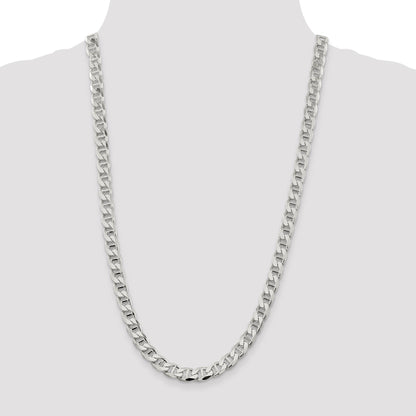 Sterling Silver 8.25mm D/C Flat Anchor Curb Chain