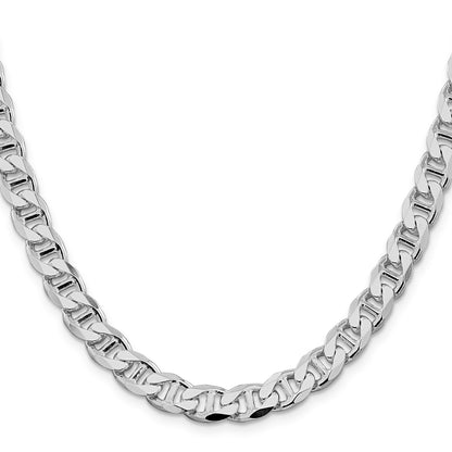 Sterling Silver Rhodium-plated 8.25mm D/C Flat Anchor Curb Chain