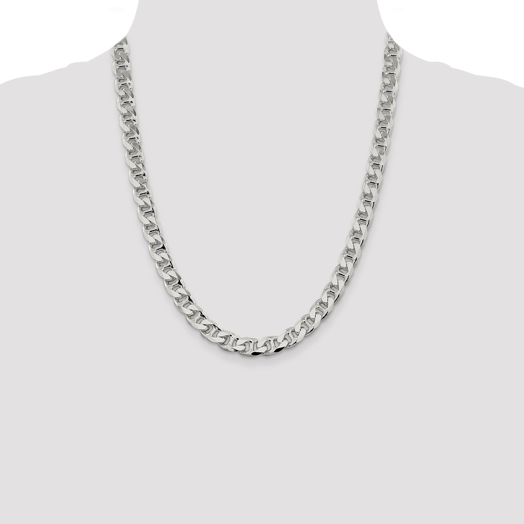 Sterling Silver 9mm D/C Flat Anchor Curb Chain
