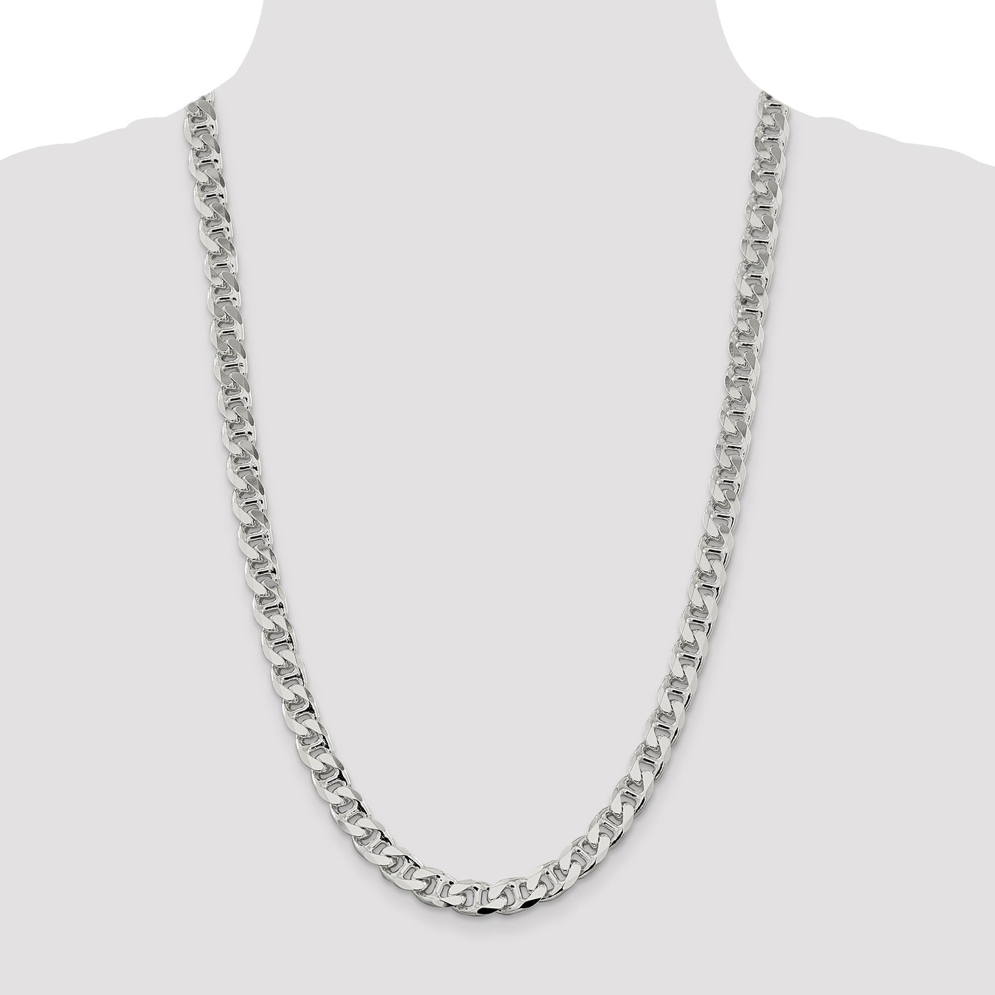 Sterling Silver 9mm D/C Flat Anchor Curb Chain