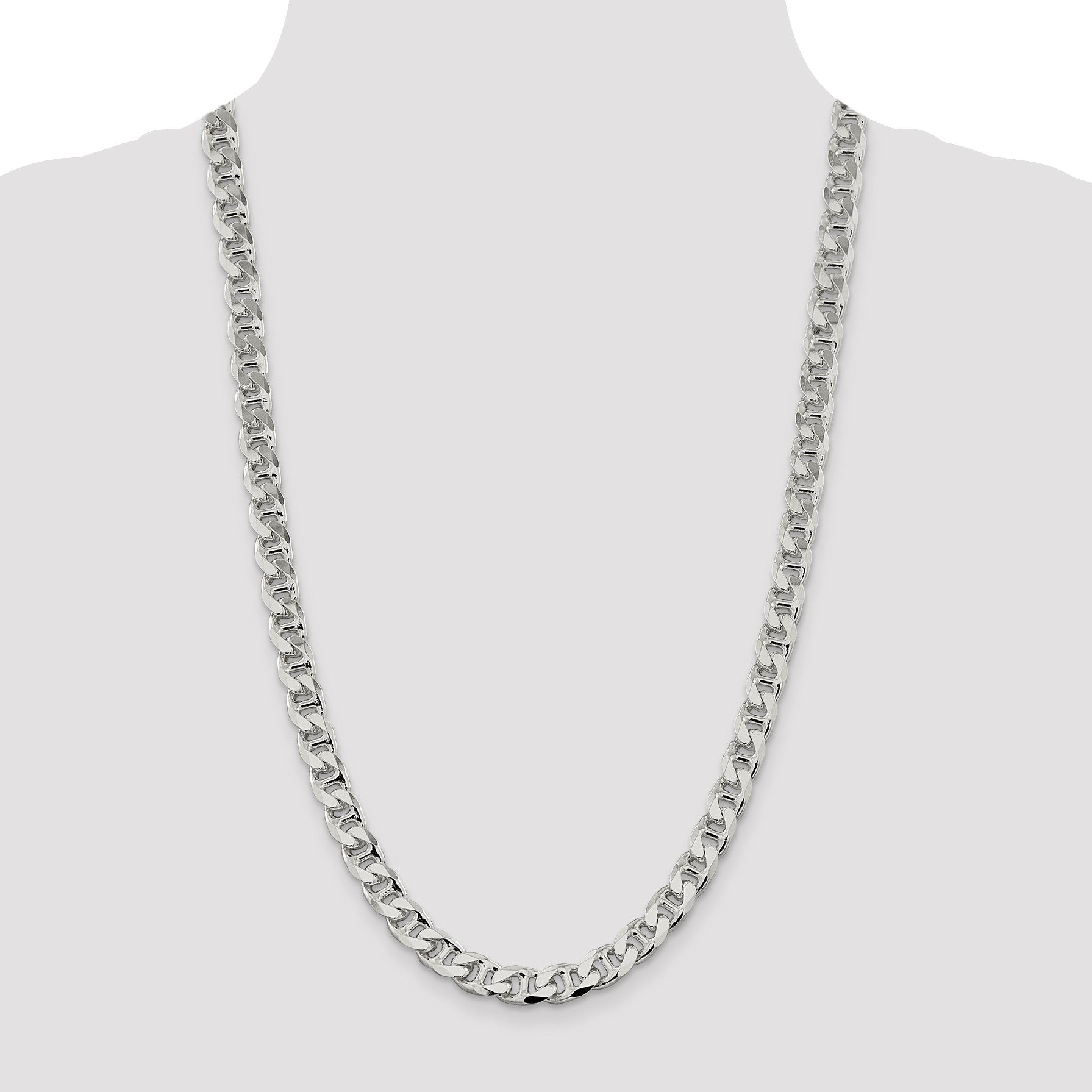 Sterling Silver 9mm D/C Flat Anchor Curb Chain