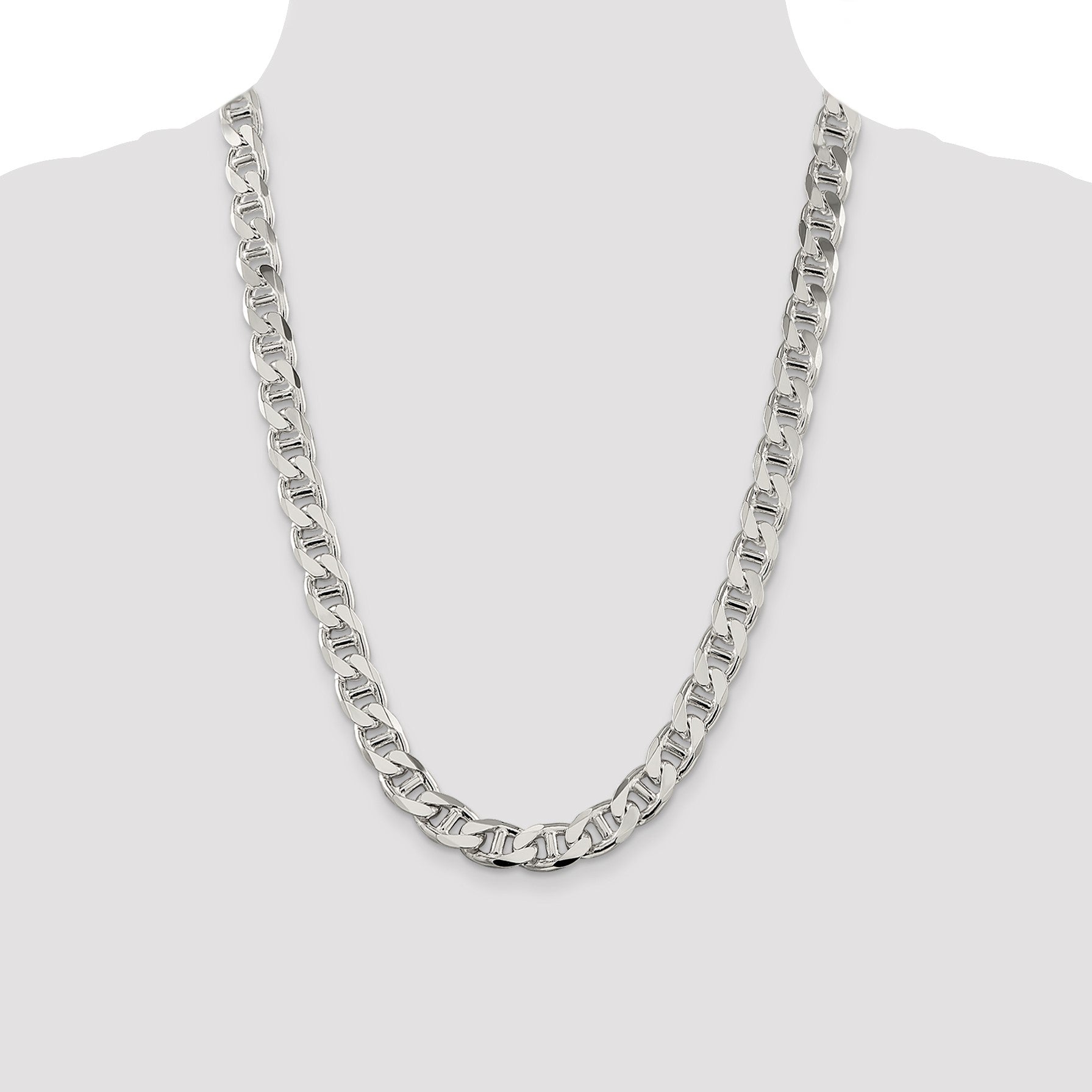Sterling Silver 10.8mm D/C Flat Anchor Curb Chain