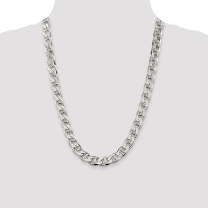 Sterling Silver 10.8mm D/C Flat Anchor Curb Chain