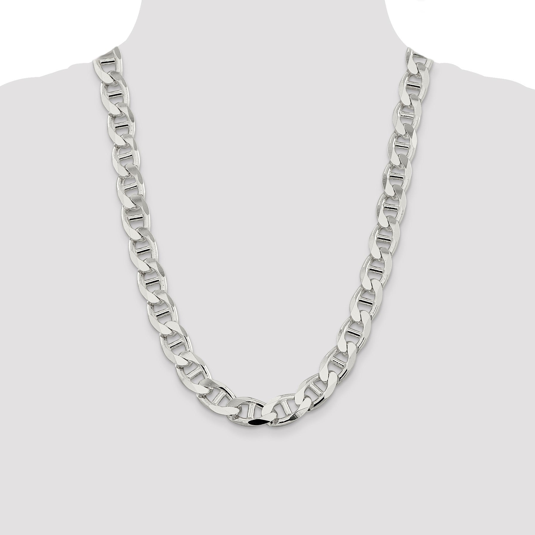 Sterling Silver 13.5mm D/C Flat Anchor Curb Chain