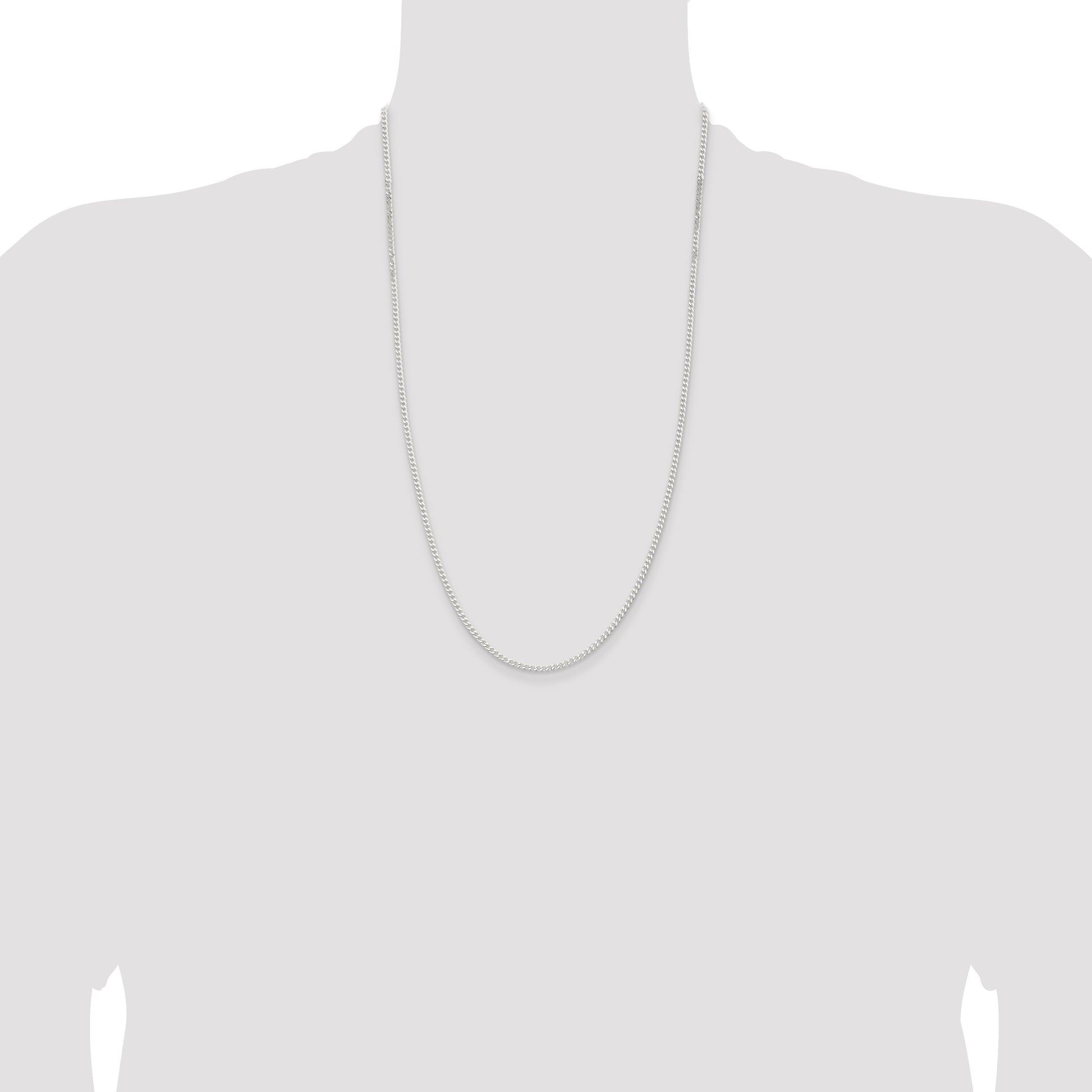 Sterling Silver 2.3mm Beveled Curb Chain