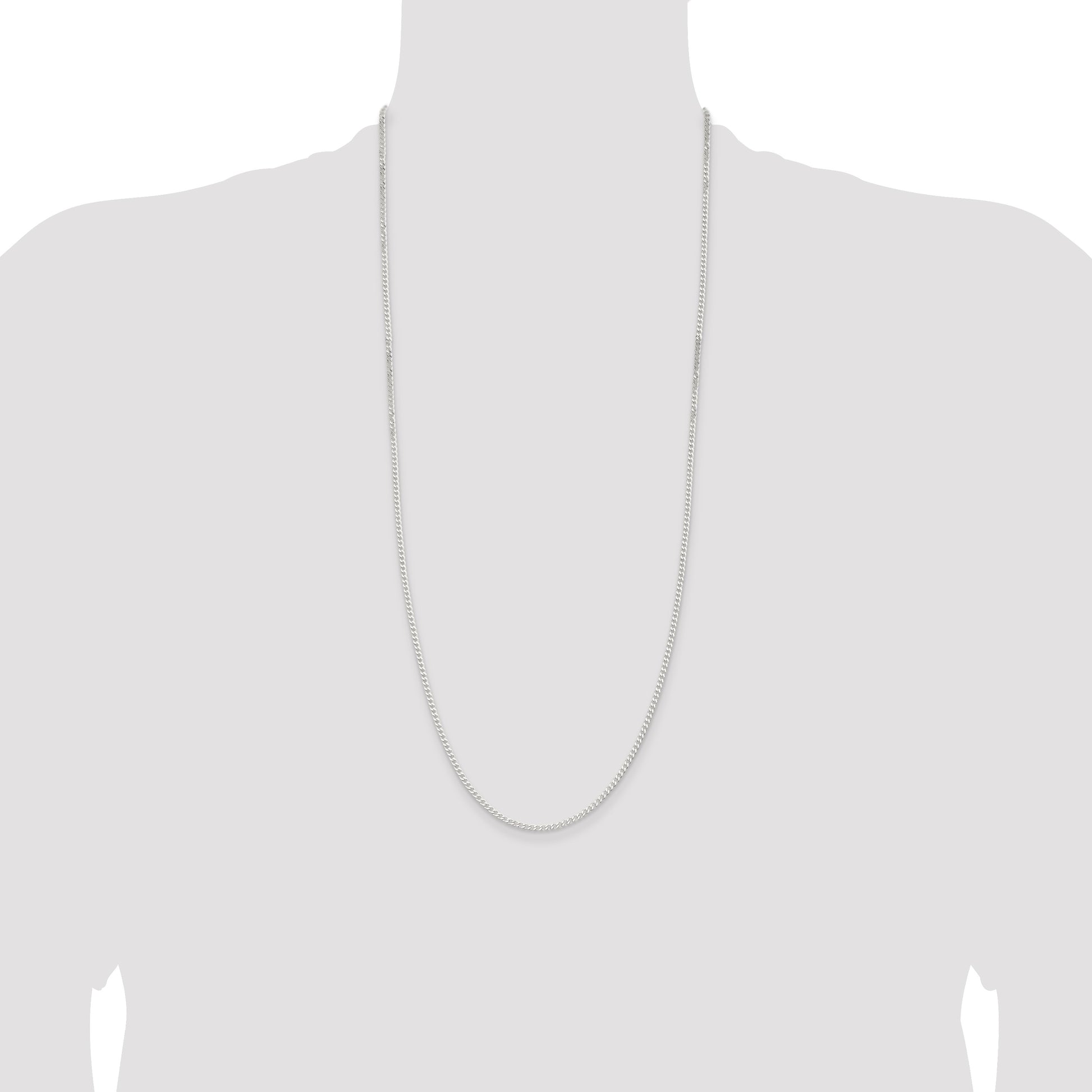 Sterling Silver 2.3mm Beveled Curb Chain