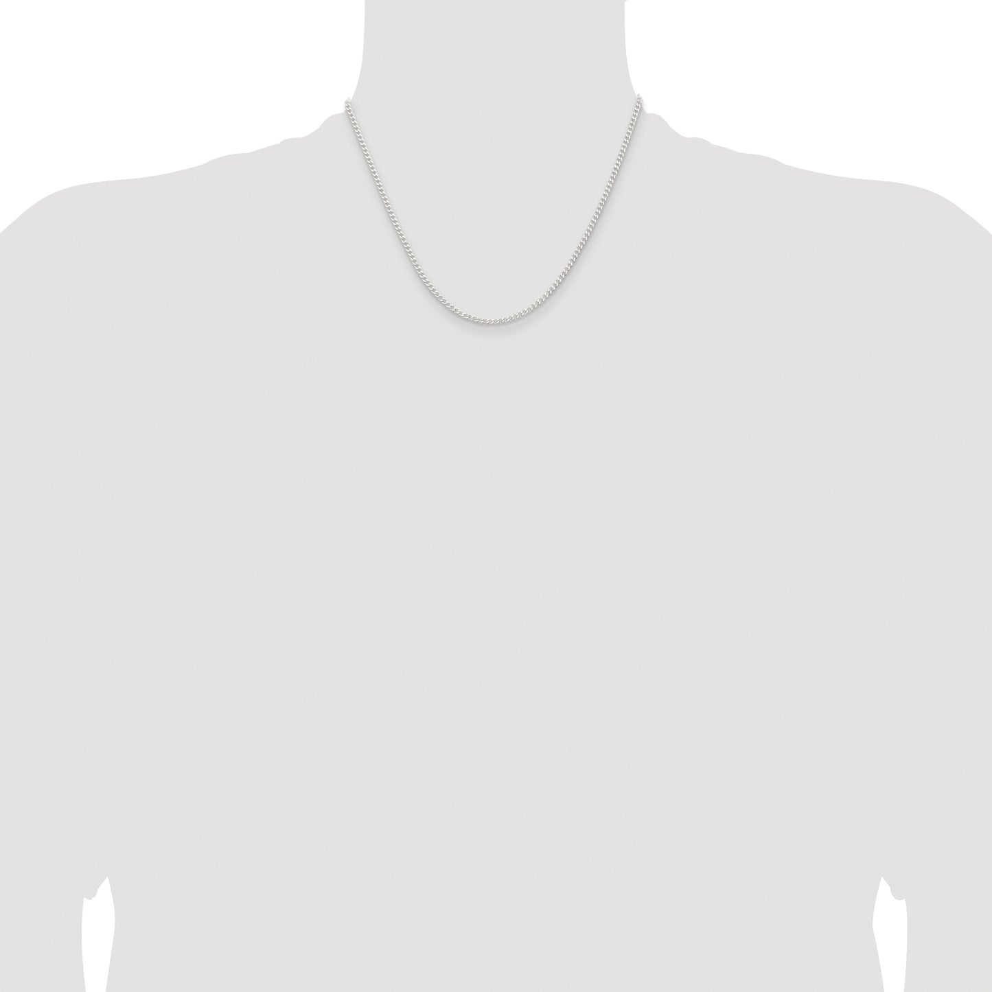 Sterling Silver Rhodium-plated 2.3mm Beveled Curb Chain