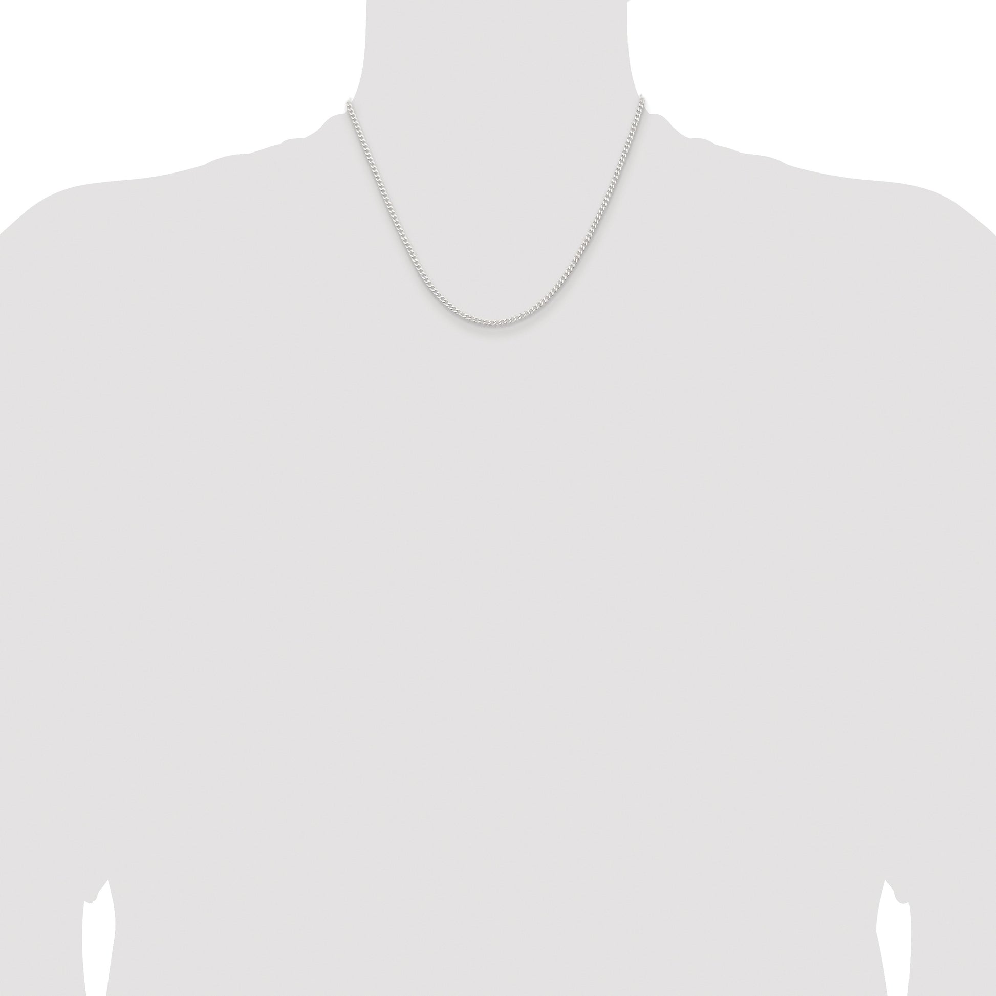 Sterling Silver Rhodium-plated 2.3mm Beveled Curb Chain