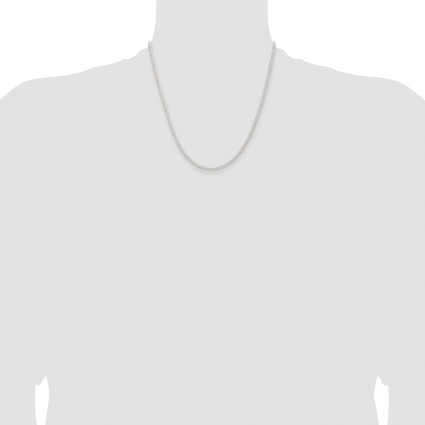 Sterling Silver Rhodium-plated 2.3mm Beveled Curb Chain