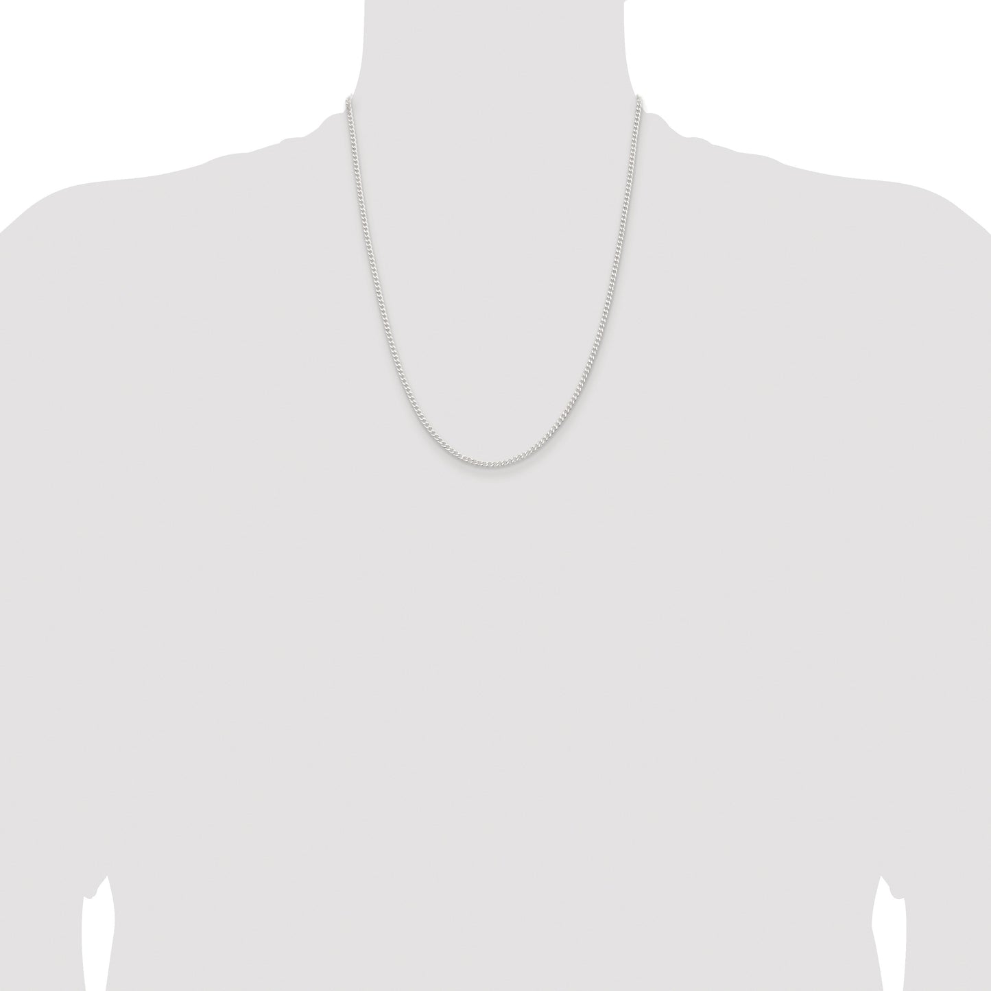 Sterling Silver Rhodium-plated 2.3mm Beveled Curb Chain