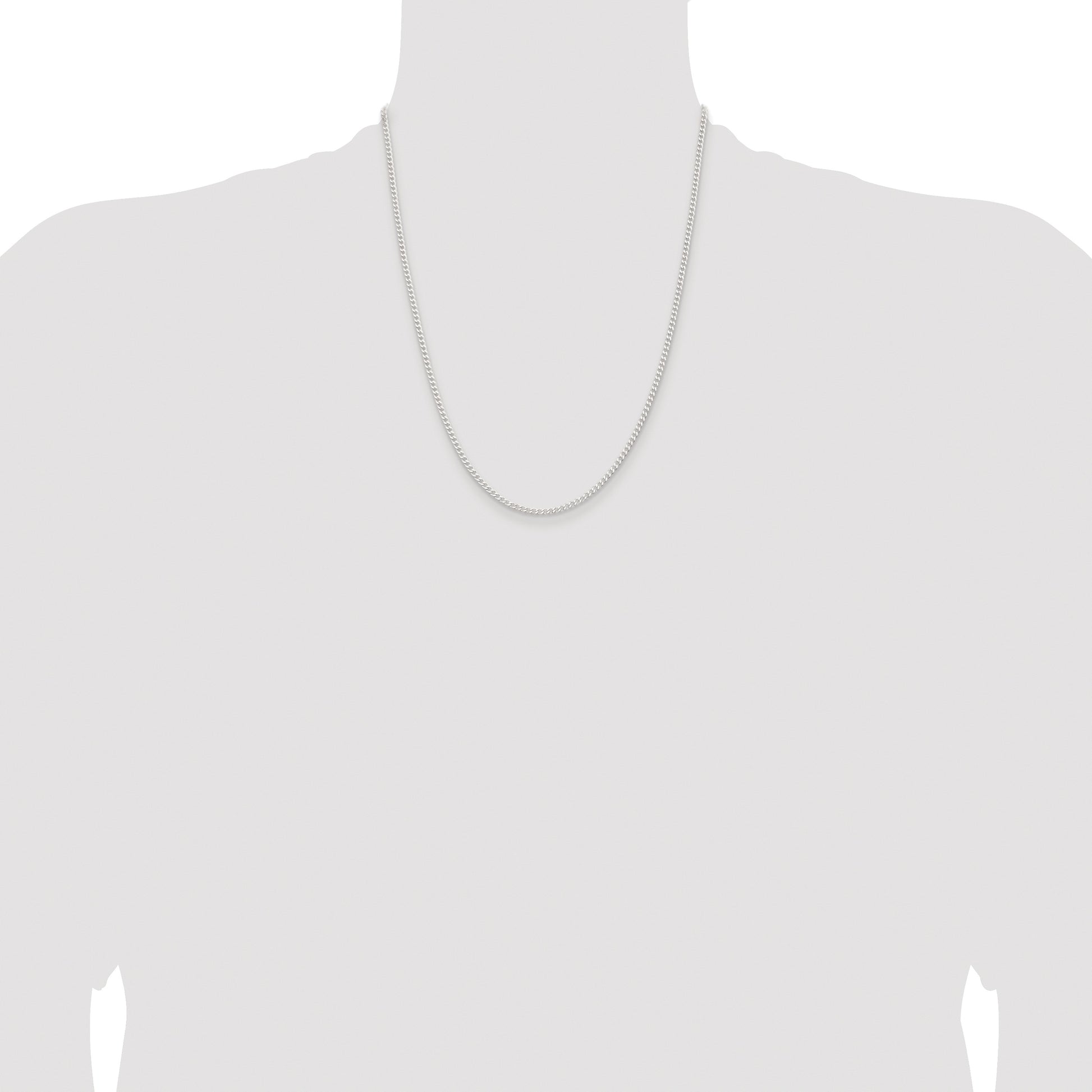 Sterling Silver Rhodium-plated 2.3mm Beveled Curb Chain