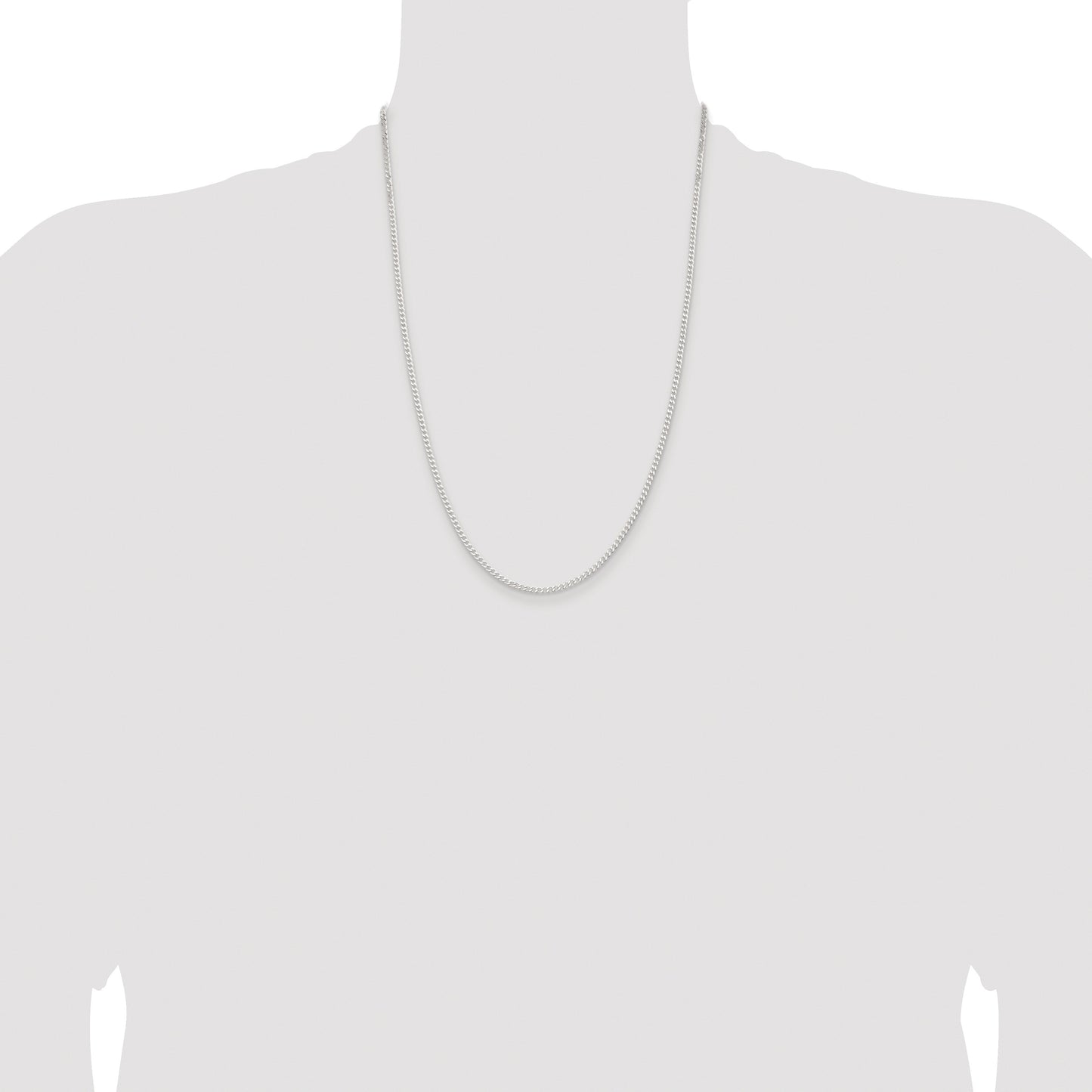 Sterling Silver Rhodium-plated 2.3mm Beveled Curb Chain