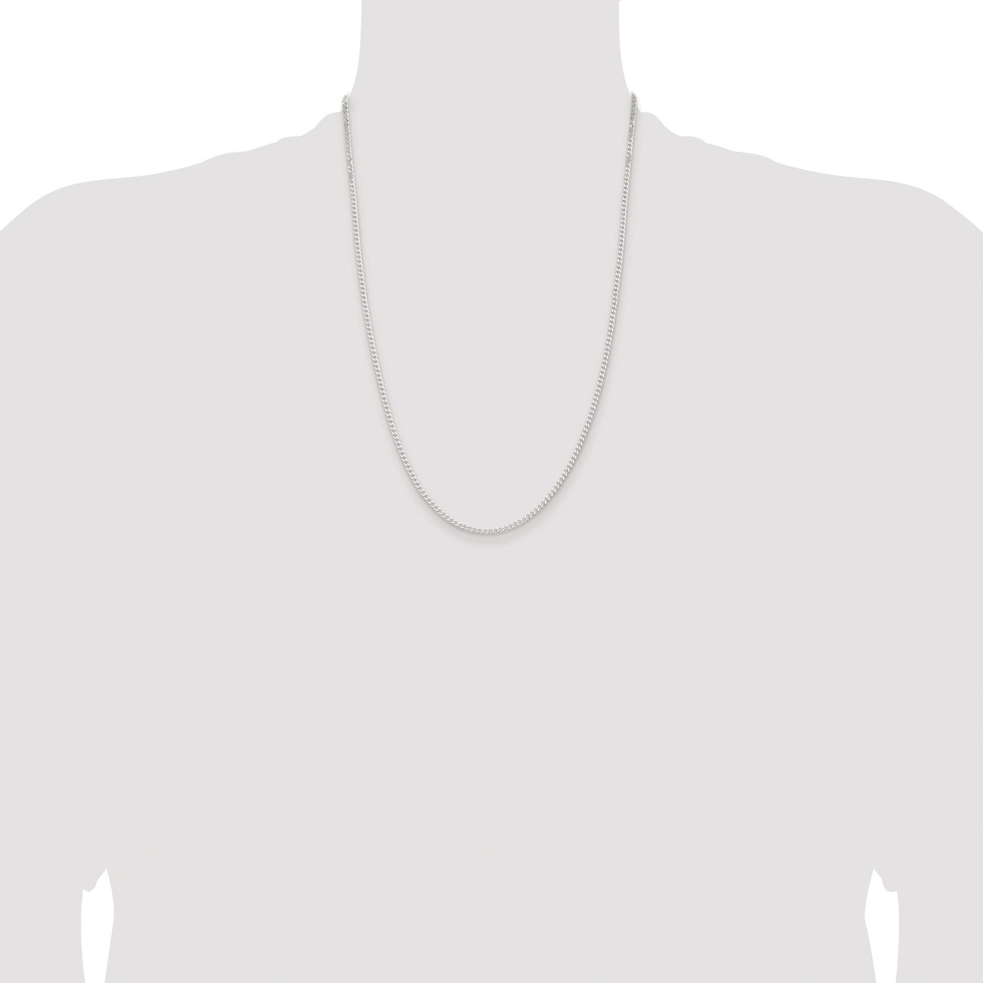 Sterling Silver Rhodium-plated 2.3mm Beveled Curb Chain