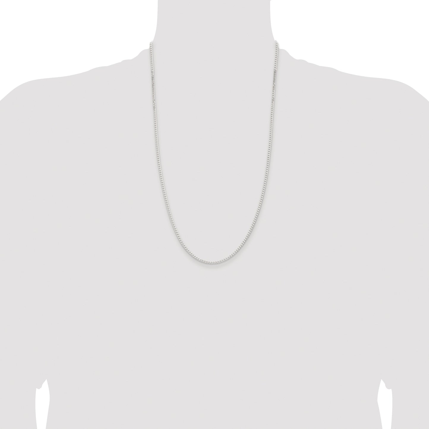 Sterling Silver Rhodium-plated 2.3mm Beveled Curb Chain