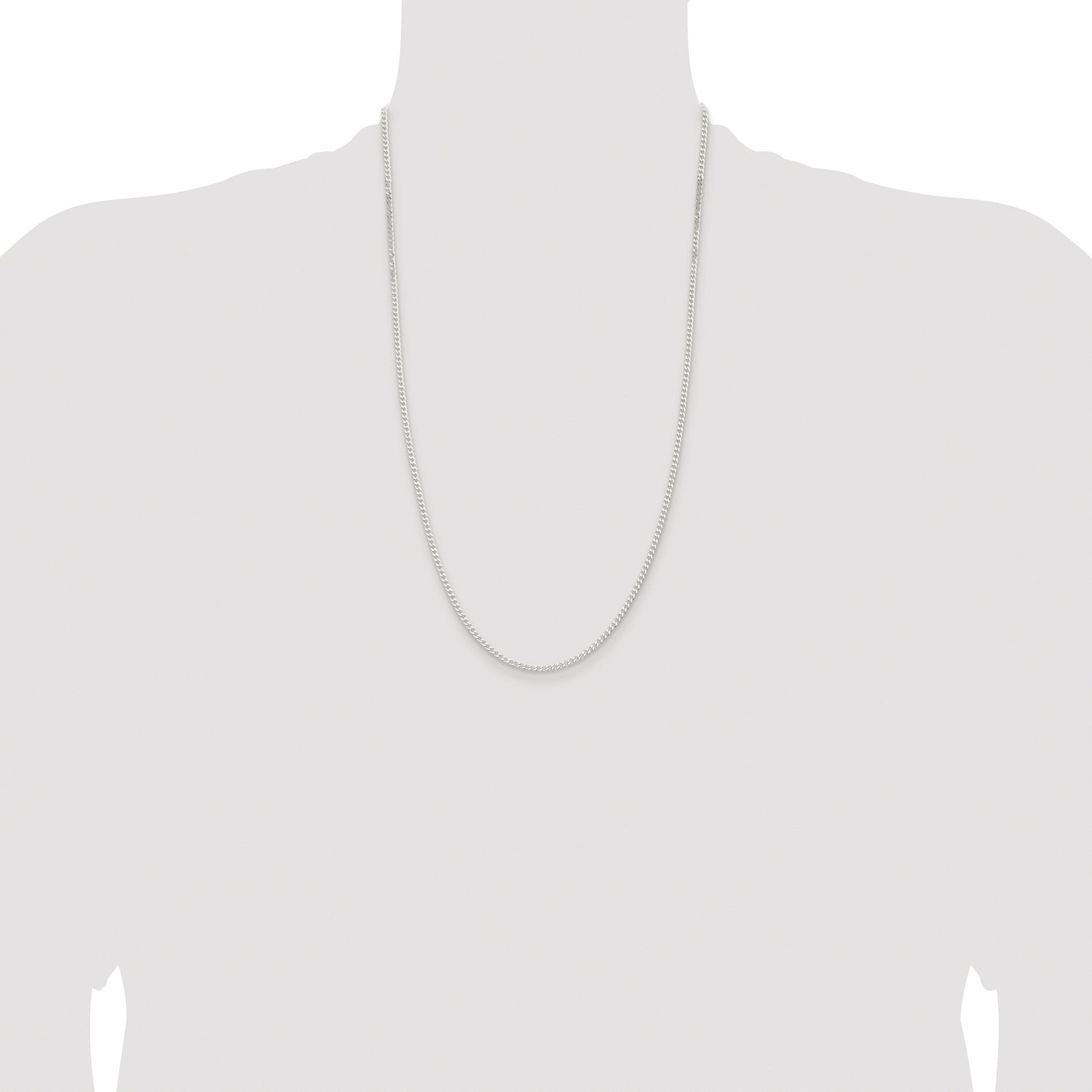 Sterling Silver Rhodium-plated 2.3mm Beveled Curb Chain