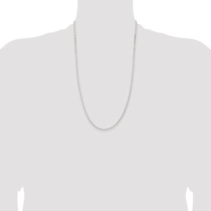 Sterling Silver Rhodium-plated 2.3mm Beveled Curb Chain