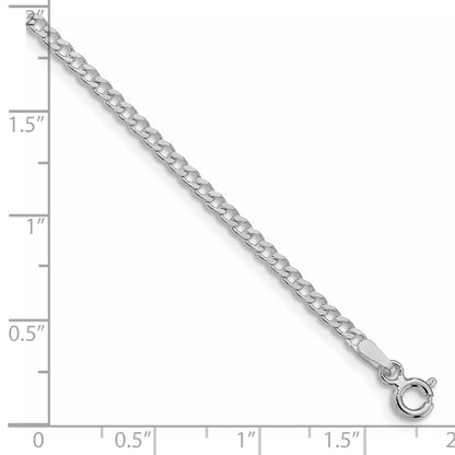 Sterling Silver Rhodium-plated 2.3mm Beveled Curb Chain