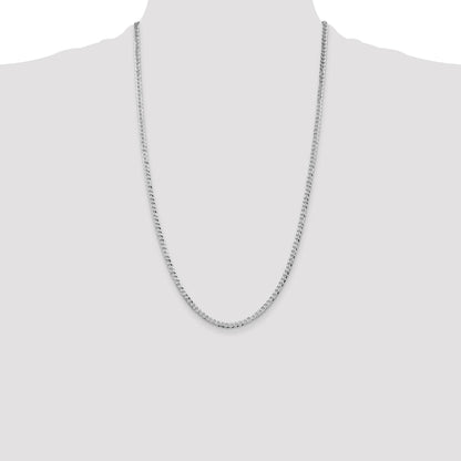 Sterling Silver Rhodium-plated 3.2mm Beveled Curb Chain
