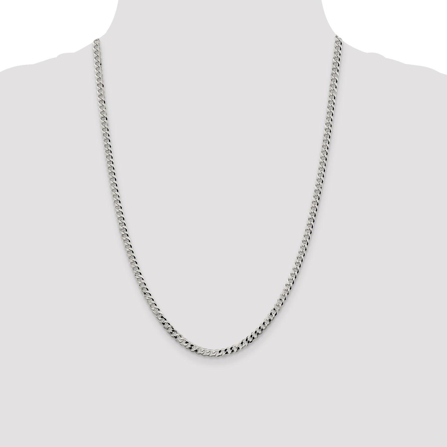 Sterling Silver 4mm Beveled Curb Chain