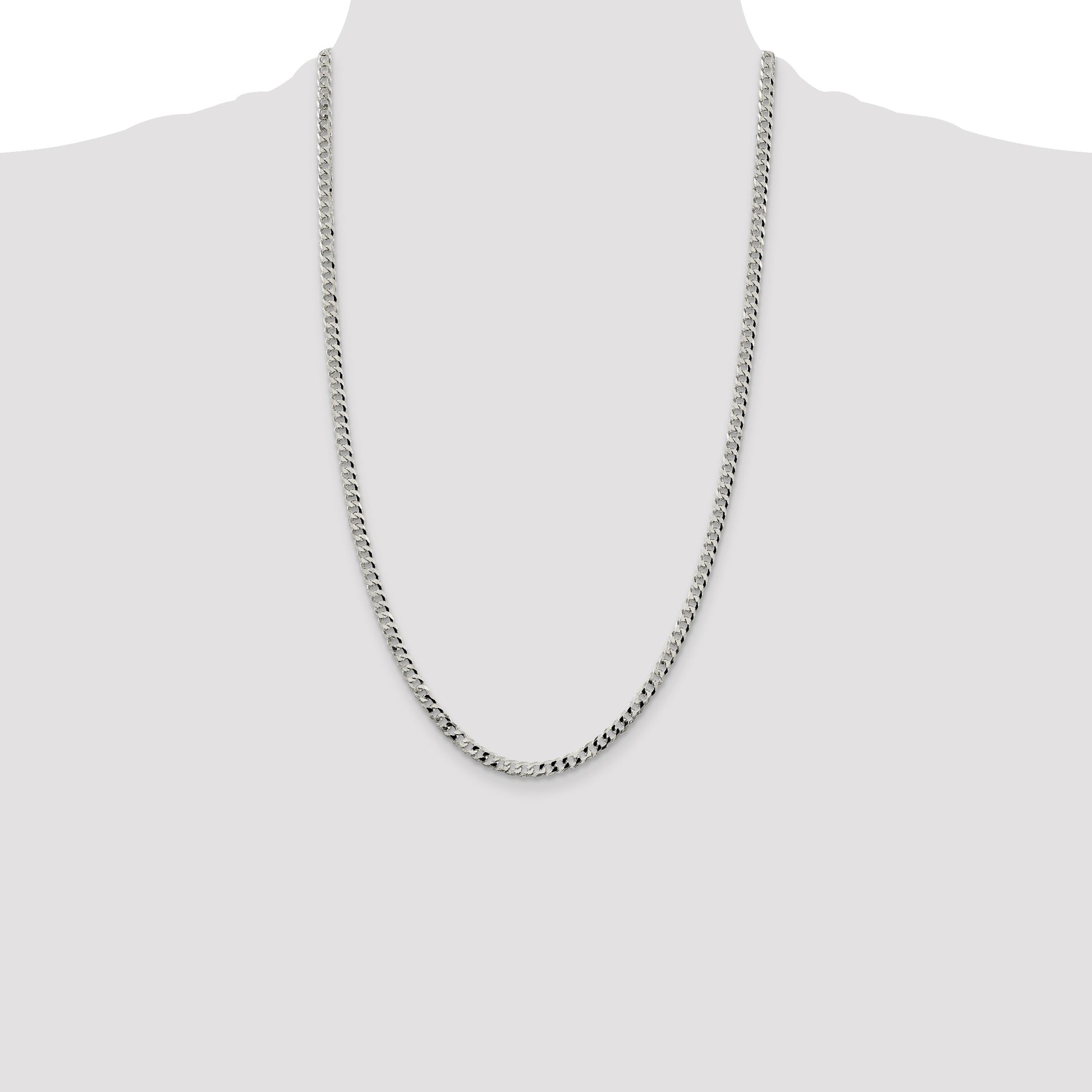 Sterling Silver 4mm Beveled Curb Chain