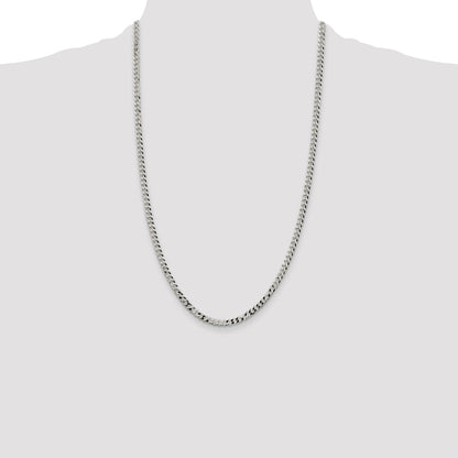 Sterling Silver 4mm Beveled Curb Chain